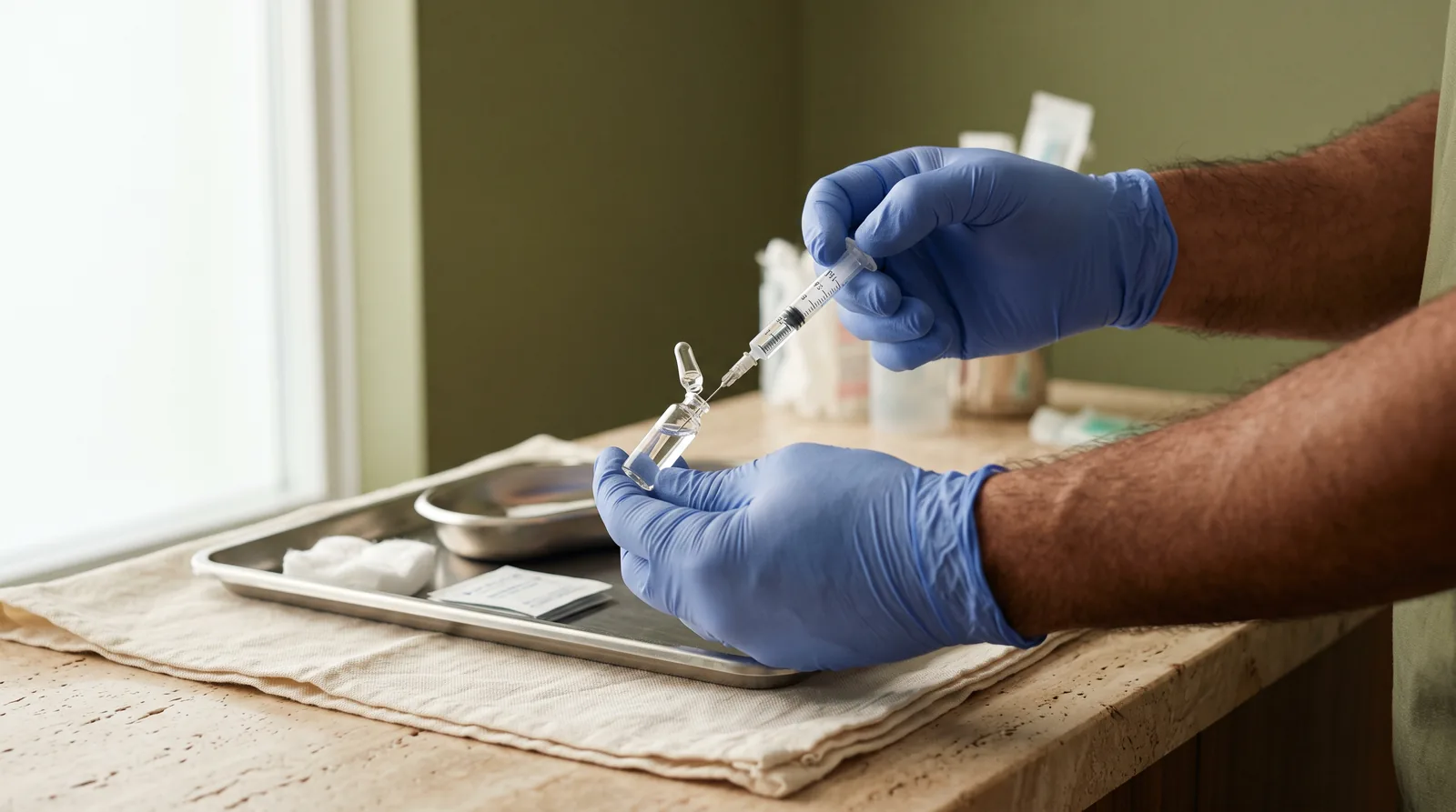 Mikroiğneleme seansı öncesi eldivenli klinik hazırlık
